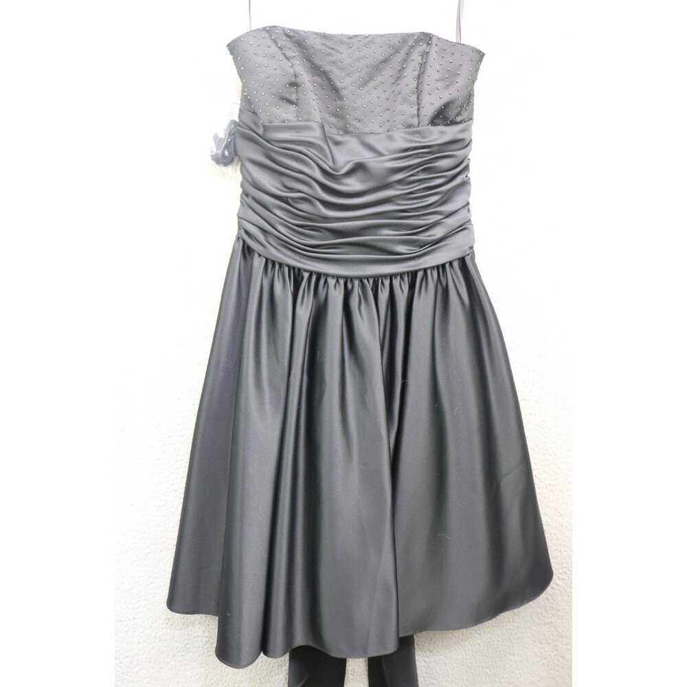 Eden Maids Bridesmaid Coll. Black Strapless Satin Dress-Size 6-Beaded-Prom-NWT